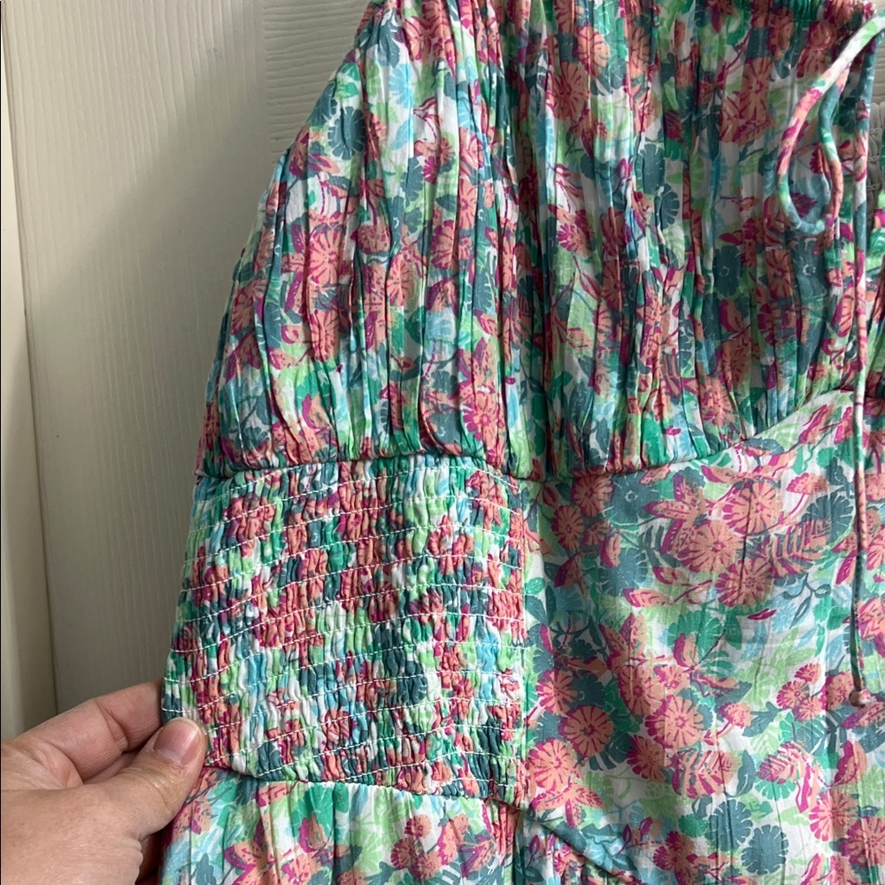 American Eagle Outfitters Maxi Dress Women XL Floral Pink and Green - Picture 5 of 10